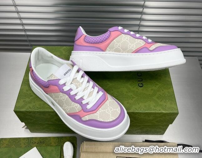 Comfortable Gucci GG Canvas and Leather Sneakers Purple 092165