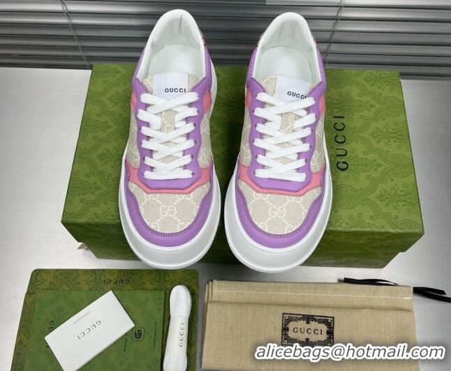 Comfortable Gucci GG Canvas and Leather Sneakers Purple 092165