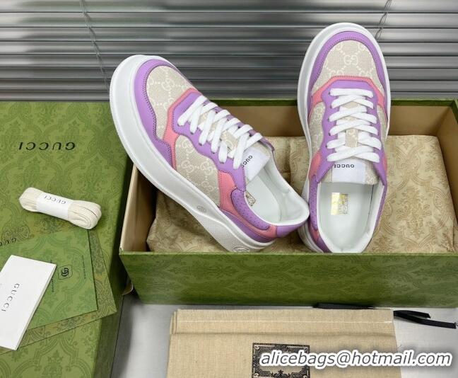 Comfortable Gucci GG Canvas and Leather Sneakers Purple 092165