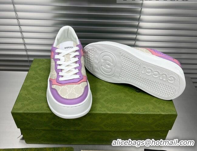 Comfortable Gucci GG Canvas and Leather Sneakers Purple 092165