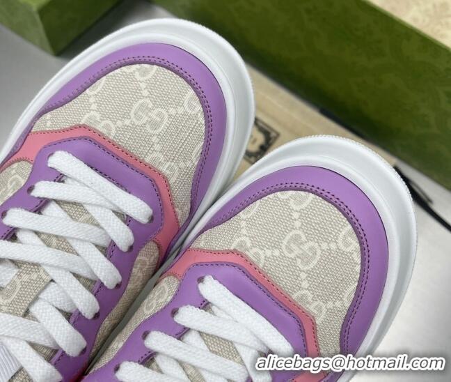 Comfortable Gucci GG Canvas and Leather Sneakers Purple 092165