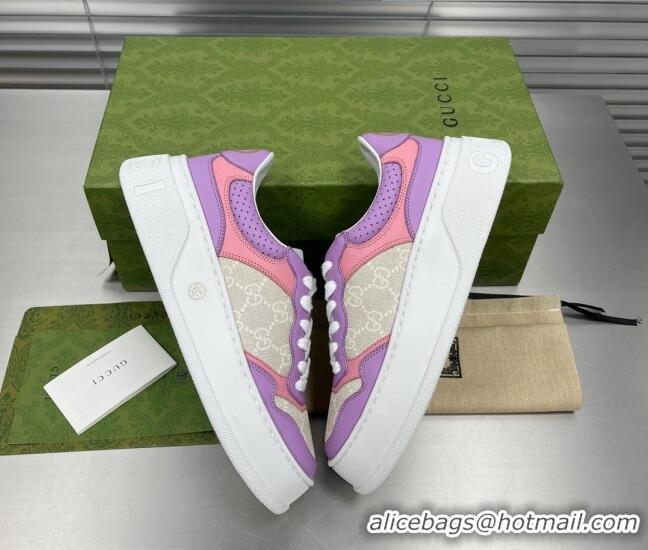 Comfortable Gucci GG Canvas and Leather Sneakers Purple 092165