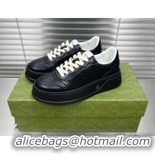 Pretty Style Gucci GG Leather Sneakers Black/White 092167