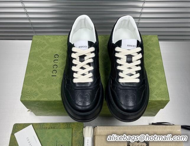 Pretty Style Gucci GG Leather Sneakers Black/White 092167