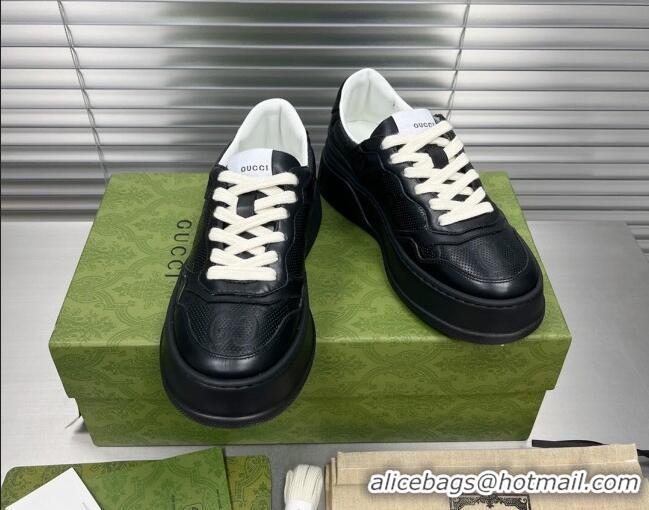 Pretty Style Gucci GG Leather Sneakers Black/White 092167