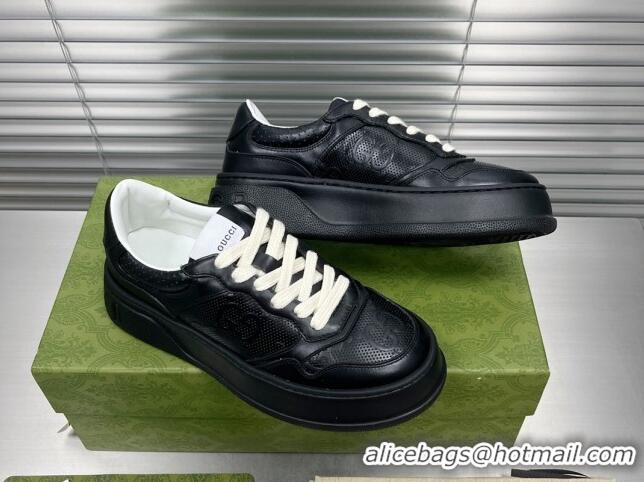 Pretty Style Gucci GG Leather Sneakers Black/White 092167