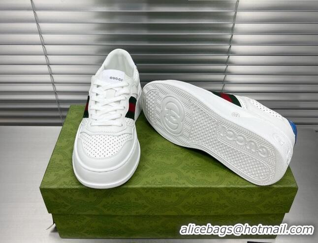 Low Price Gucci GG Leather Sneakers White/Web 092168