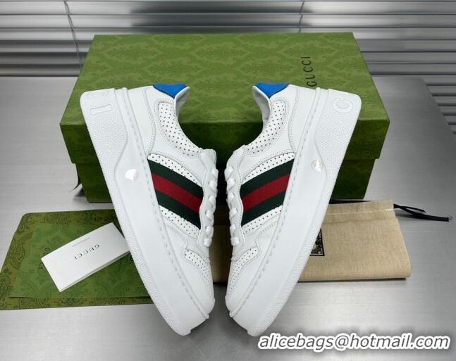 Low Price Gucci GG Leather Sneakers White/Web 092168