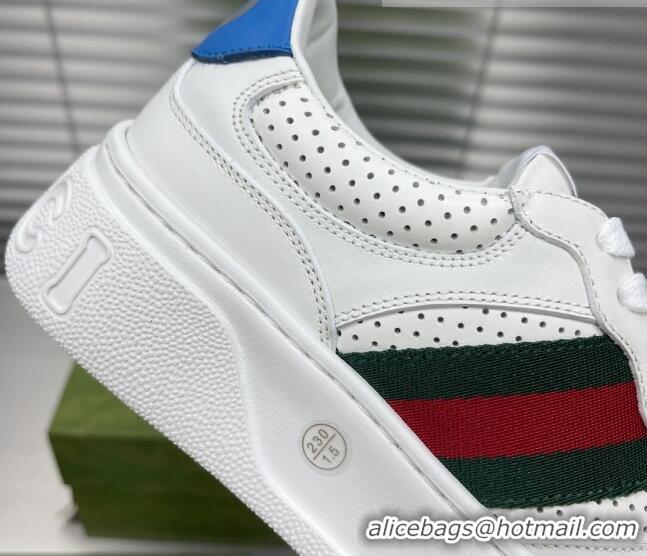 Low Price Gucci GG Leather Sneakers White/Web 092168