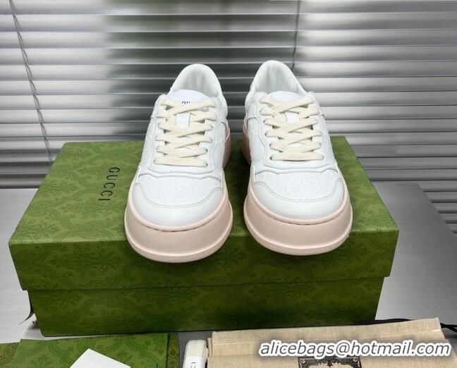 Shop Duplicate Gucci GG Canvas and Leather Sneakers White/Nude 092169