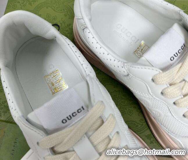 Shop Duplicate Gucci GG Canvas and Leather Sneakers White/Nude 092169