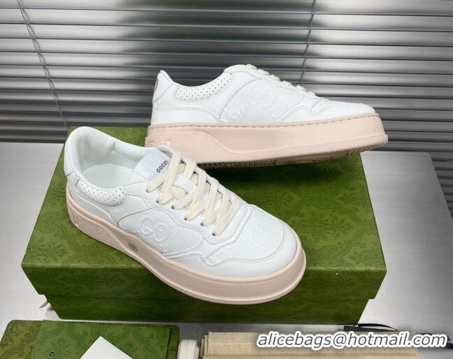 Shop Duplicate Gucci GG Canvas and Leather Sneakers White/Nude 092169