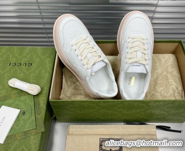 Shop Duplicate Gucci GG Canvas and Leather Sneakers White/Nude 092169