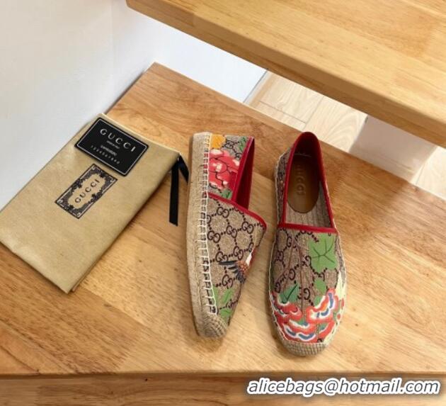 Most Popular Gucci Flora Print GG Canvas Espadrilles Brown 101014