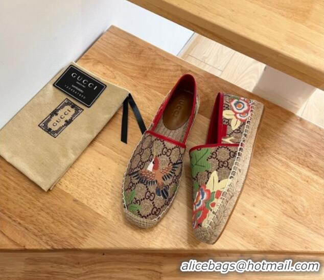 Most Popular Gucci Flora Print GG Canvas Espadrilles Brown 101014