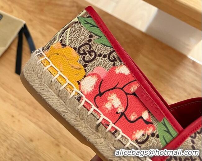 Most Popular Gucci Flora Print GG Canvas Espadrilles Brown 101014