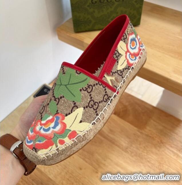 Most Popular Gucci Flora Print GG Canvas Espadrilles Brown 101014