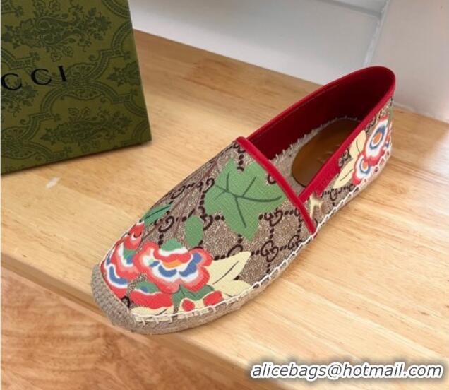 Most Popular Gucci Flora Print GG Canvas Espadrilles Brown 101014