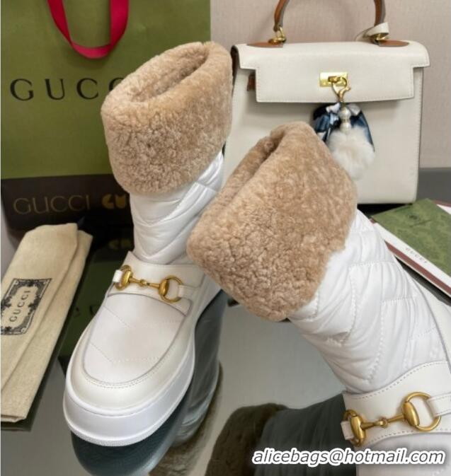 Luxury Discount Gucci Shearling and Nylon Snow Boots White 101016