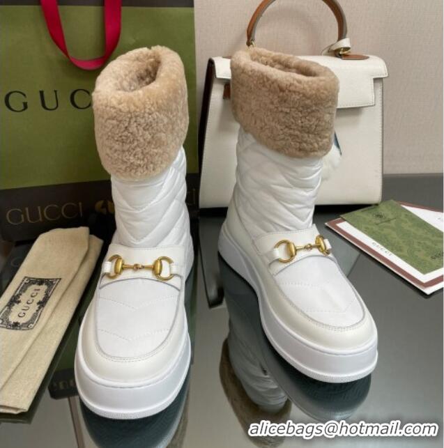 Luxury Discount Gucci Shearling and Nylon Snow Boots White 101016