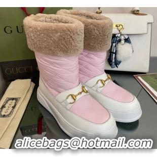 Pretty Style Gucci Shearling and Nylon Snow Boots Pink 101018