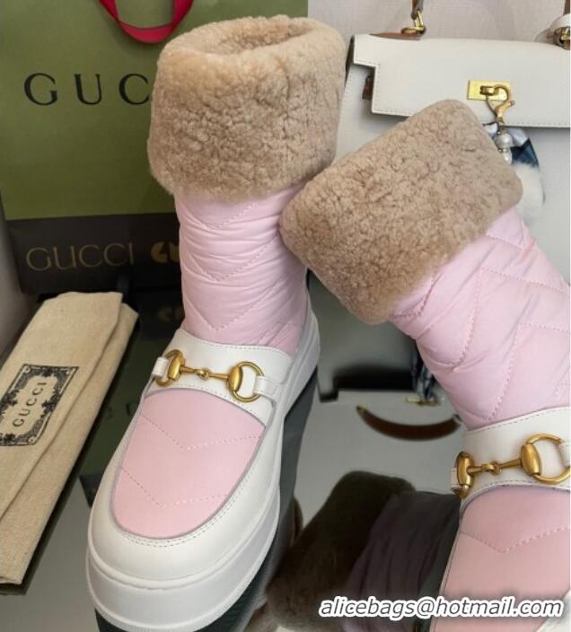 Pretty Style Gucci Shearling and Nylon Snow Boots Pink 101018