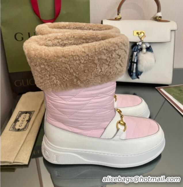 Pretty Style Gucci Shearling and Nylon Snow Boots Pink 101018