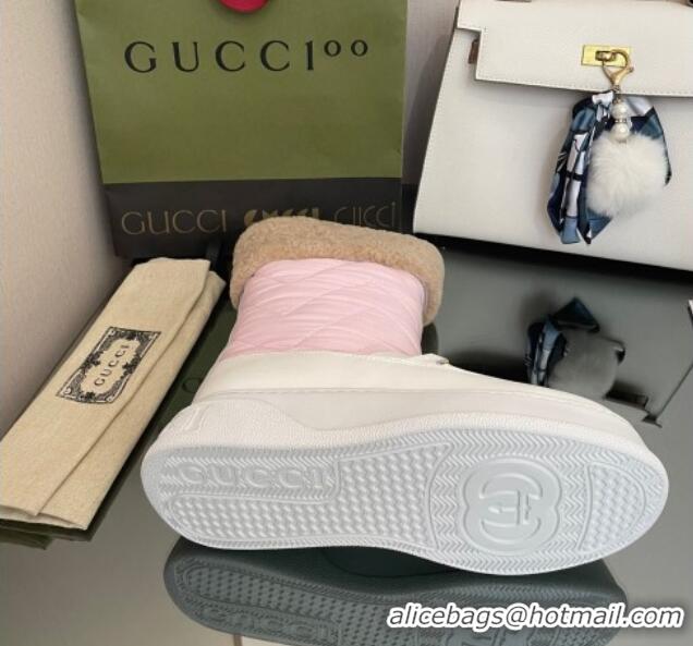 Pretty Style Gucci Shearling and Nylon Snow Boots Pink 101018