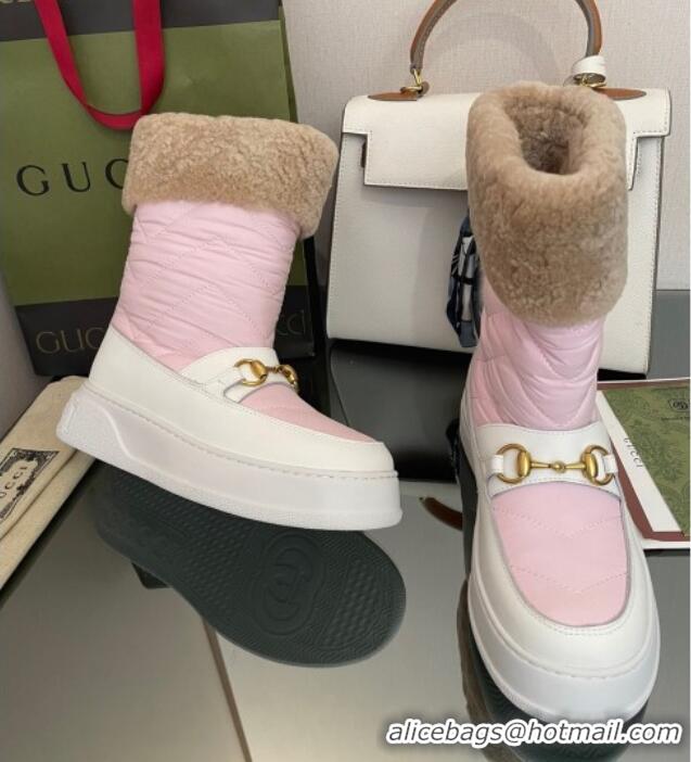 Pretty Style Gucci Shearling and Nylon Snow Boots Pink 101018