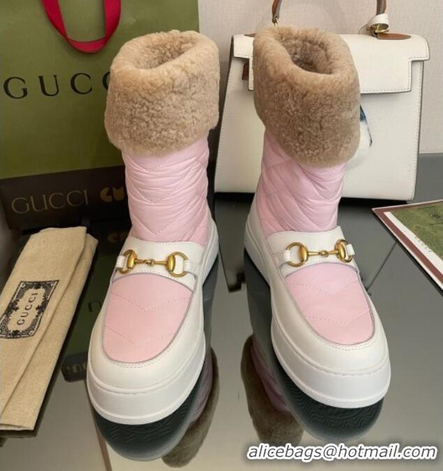 Pretty Style Gucci Shearling and Nylon Snow Boots Pink 101018