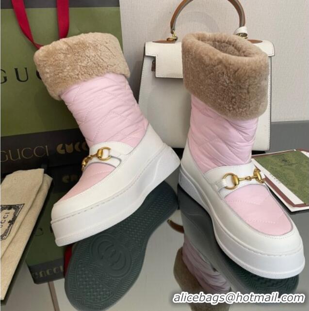 Pretty Style Gucci Shearling and Nylon Snow Boots Pink 101018