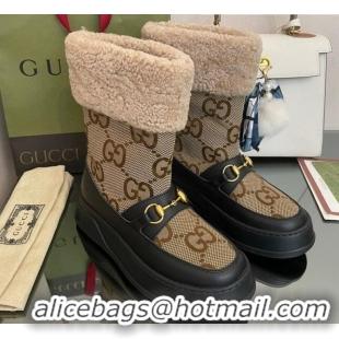 Best Price Gucci Shearling and Maxi-GG Canvas Snow Boots Brown/Black 101021