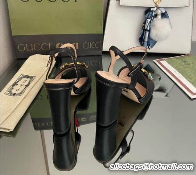 Low Price Gucci Calfskin High-Heel Sandals with Crystal Charm 10.5cm Black 101433