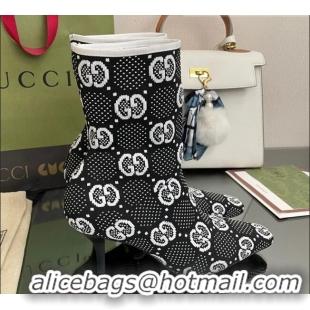 Perfect Gucci GG Knit Ankle Boots Black/White 101435