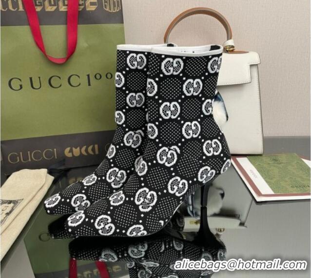 Perfect Gucci GG Knit Ankle Boots Black/White 101435