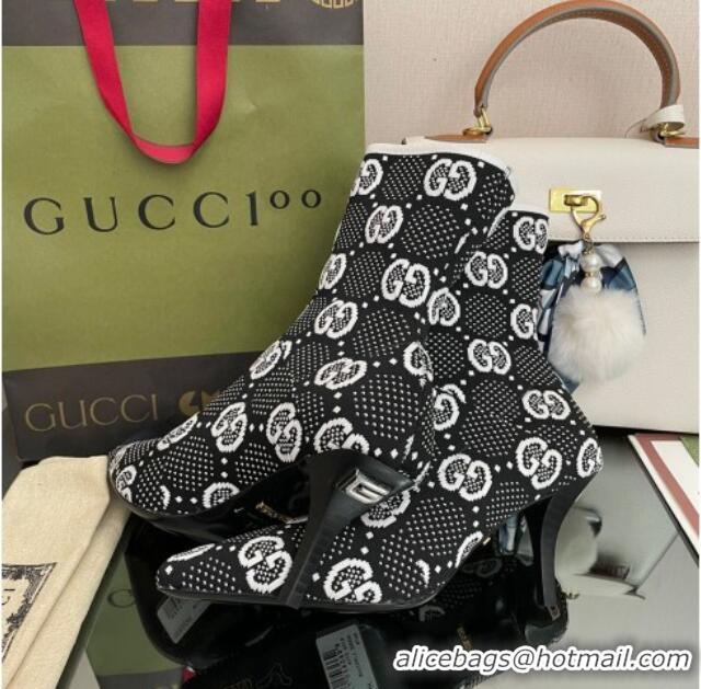 Perfect Gucci GG Knit Ankle Boots Black/White 101435