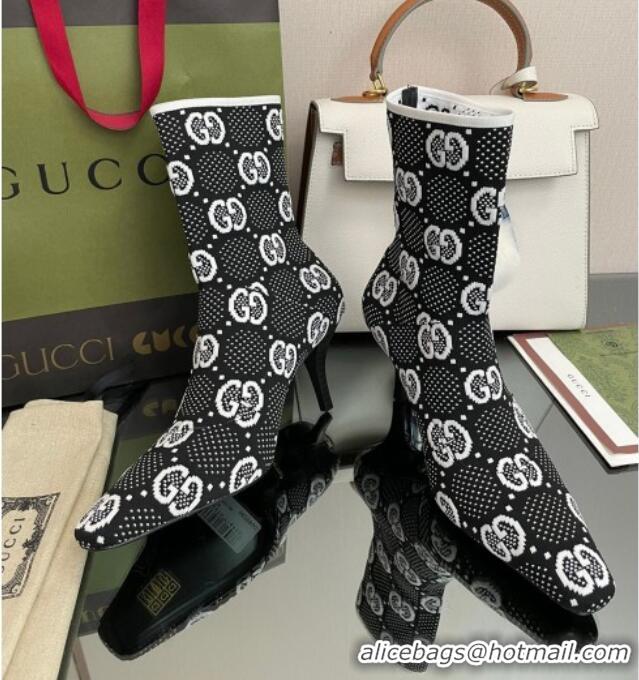 Perfect Gucci GG Knit Ankle Boots Black/White 101435