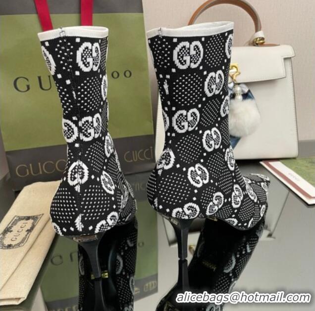 Perfect Gucci GG Knit Ankle Boots Black/White 101435