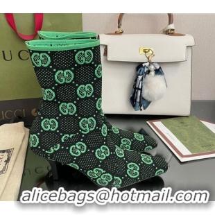 Good Quality Gucci GG Knit Ankle Boots Green/Black 101436