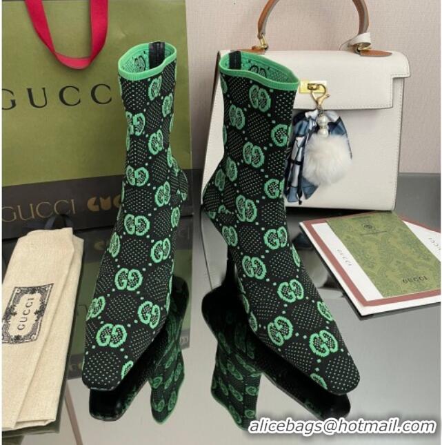 Good Quality Gucci GG Knit Ankle Boots Green/Black 101436