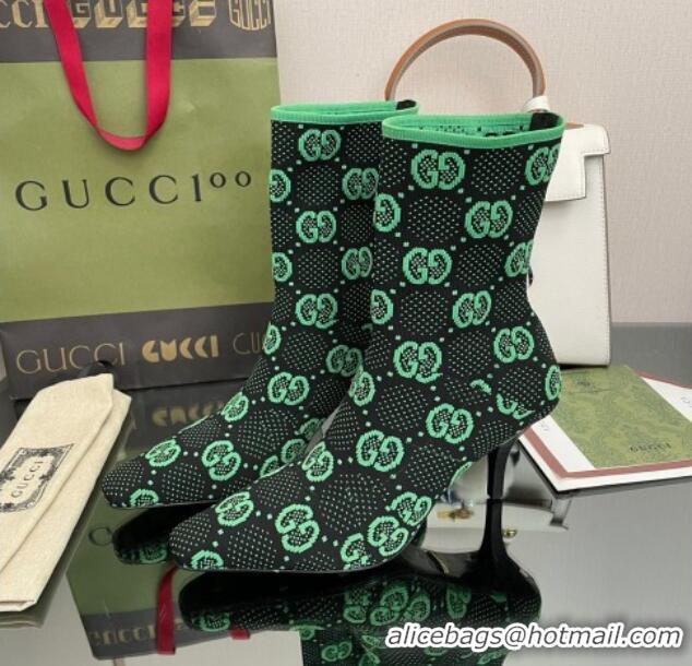 Good Quality Gucci GG Knit Ankle Boots Green/Black 101436