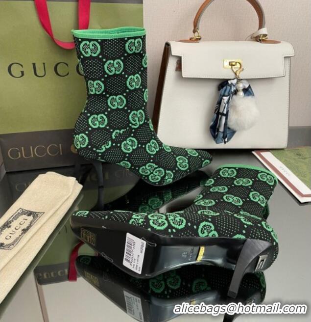 Good Quality Gucci GG Knit Ankle Boots Green/Black 101436