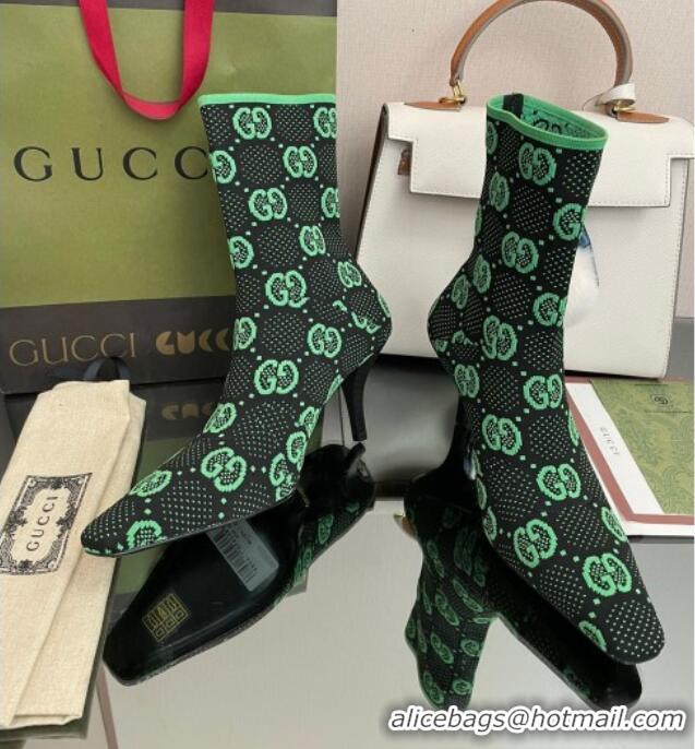 Good Quality Gucci GG Knit Ankle Boots Green/Black 101436