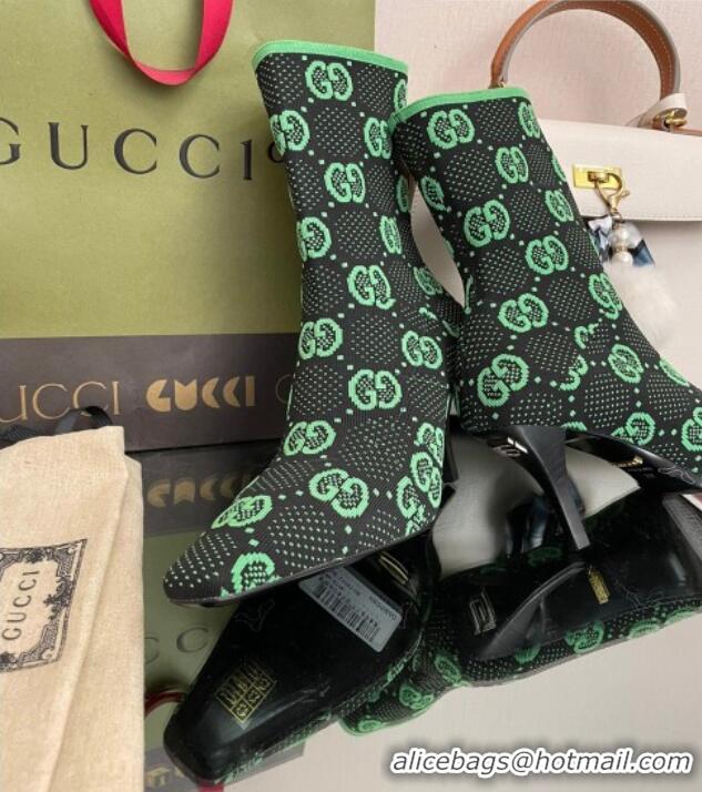 Good Quality Gucci GG Knit Ankle Boots Green/Black 101436