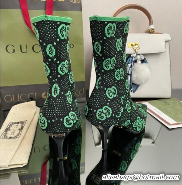 Good Quality Gucci GG Knit Ankle Boots Green/Black 101436