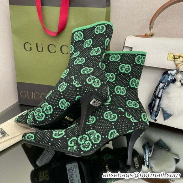 Good Quality Gucci GG Knit Ankle Boots Green/Black 101436