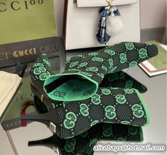 Good Quality Gucci GG Knit Ankle Boots Green/Black 101436