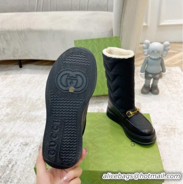 Top Grade Gucci Half Flat Nylon Boots with Horsebit Black 101107