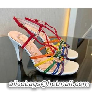 Luxurious Gucci Isa High Heel Sandals 9cm with Crystal GG Multicolor 102106