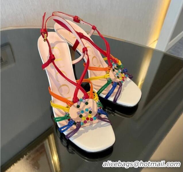 Luxurious Gucci Isa High Heel Sandals 9cm with Crystal GG Multicolor 102106